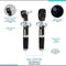SereneLife dual-function otoscope and ophthalmoscope with a fiber optic digital light design, LED illumination, comfortable handle, power switch, and interchangeable tips for easy use and battery insertion
