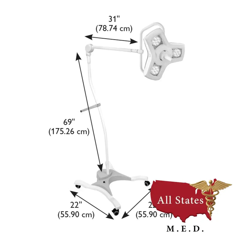 Burton Medical AIM® HI LED Exam Light ALED100 Floor Stand BRAND NEW-Medical Procedure Lights-All States M.E.D.