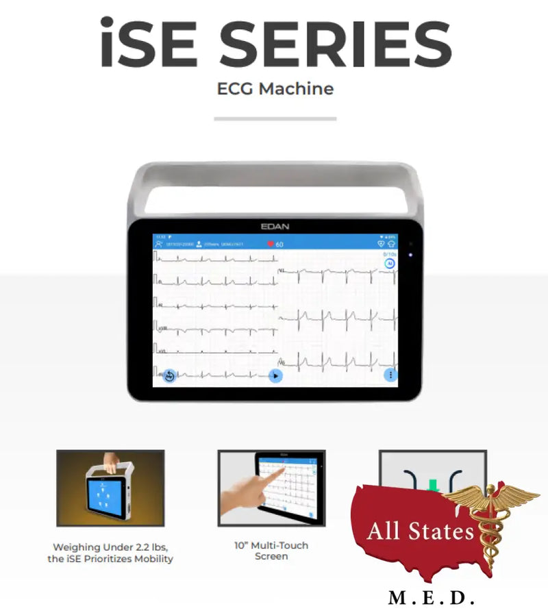 Edan iSE Series ECG Machine - No stand-Patient Monitor-All States M.E.D.