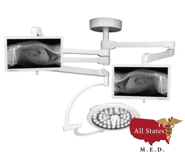 Medical Illumination System Two Trio One 130K Lux Light  & Two Monitor Arm