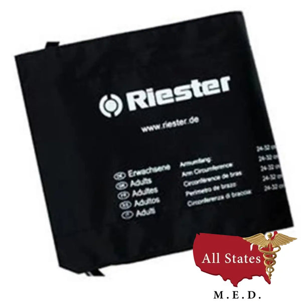 Riester 108 Latex Free Black Velcro Cuffs with Two Tubes, Adult Cuff 54.5 x 14.5 cm
