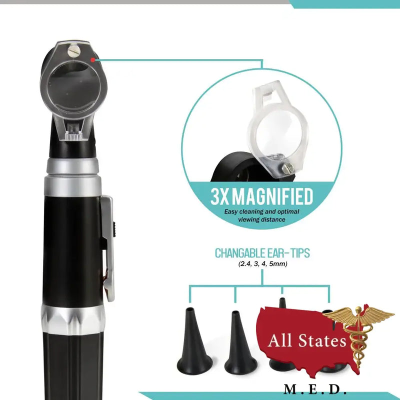 Pocket set Ophthalmoscope & Otoscope Kit NEW-Otoscope-All States M.E.D.