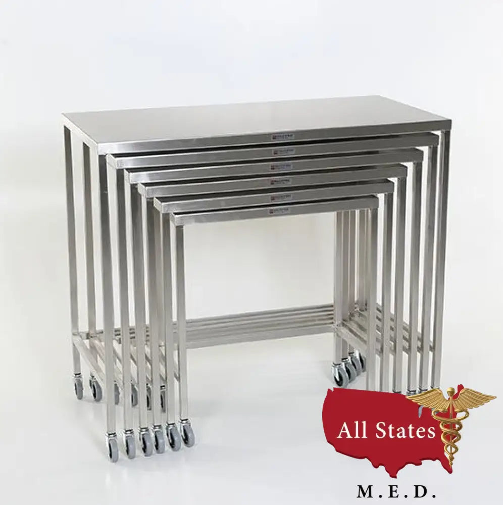 Nesting Table Built In Set of 6 Stainless Steel Nesting Tables