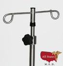 SS IV Pole W/Thumb Knob, 5-Leg Spider Base W/3" Casters W/2 Hook Top