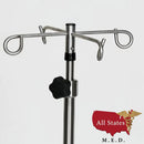 SS IV Pole W/Thumb Knob, 5-Leg Spider Base W/3" Casters W/2 Hook Top
