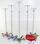 SS IV Pole W/Thumb Knob, 5-Leg Spider Base W/3" Casters W/2 Hook Top