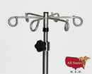 SS IV Pole W/Thumb Knob, 5-Leg Spider Base W/3" Casters W/2 Hook Top