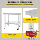 Stainless Steel Cart 30 x 60 x 38 Inch, with 4 Wheels