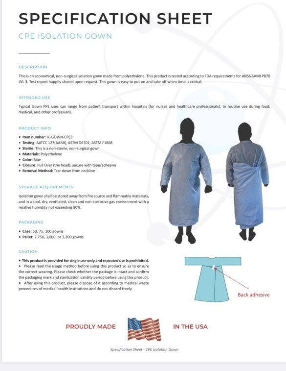 Level 2 isolation Gown