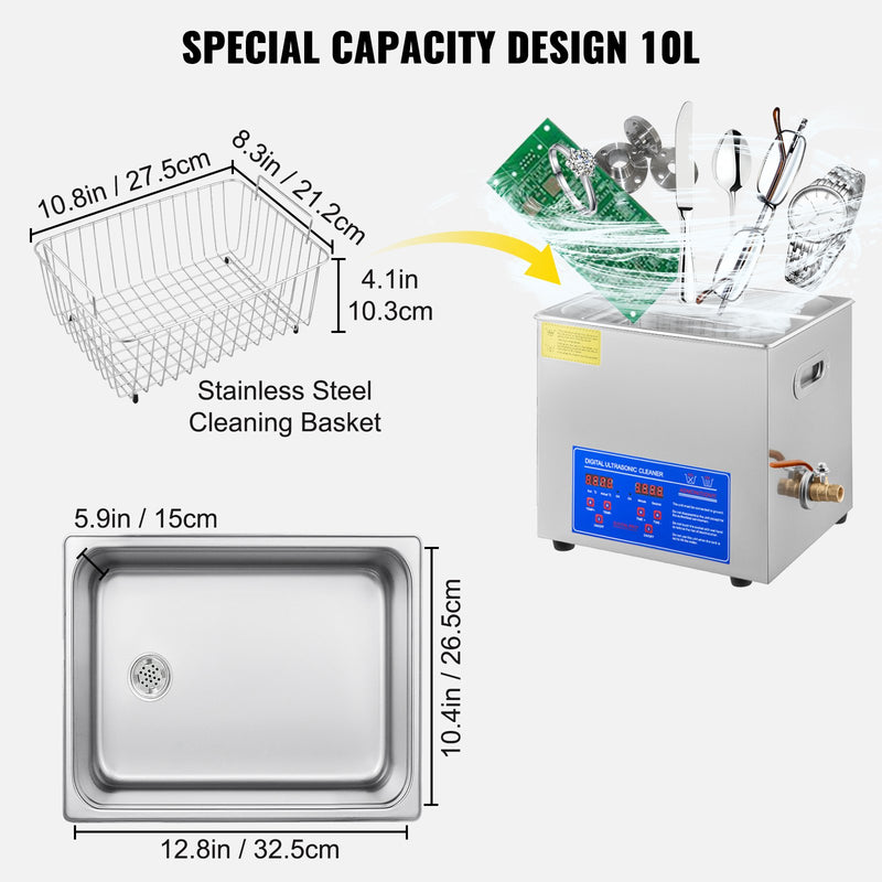 Ultrasonic Cleaner 10 Liter Capacity