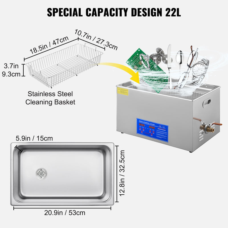 Ultrasonic Cleaner 22 Liter Capacity